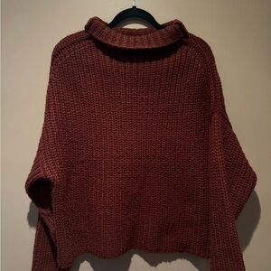 Maroon Mendocino Chunky Knit Cowl Sweater